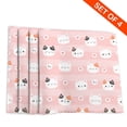 thumbnail image 2 of DouZhe Ensemble de 4 Napperons en Polyester, Motif Chats Mignons Cœurs Roses Résistants à la Chaleur pour Table à Manger, 12 Pouces x 18 Pouces, 2 of 6