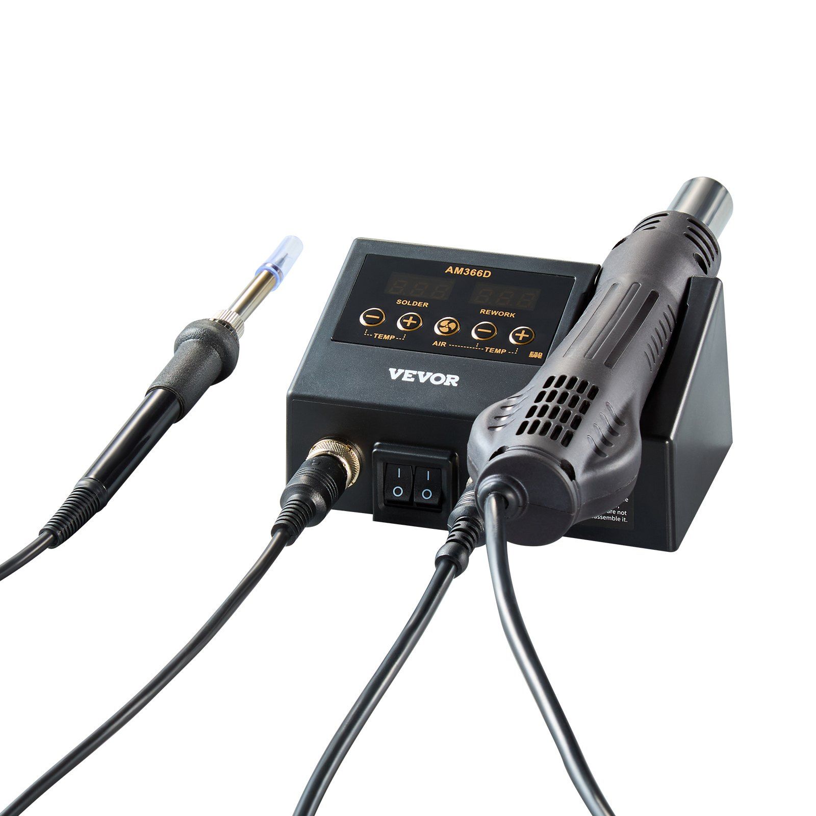 750W 2-in-1 SMD Soldering Station & Hot Air Gun Kit - Digital LED Display, 60W Iron, 882D Model