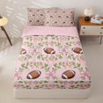 thumbnail image 3 of Homewish Teens Brown Football Zipper Full Size Comforter Sets with Fitted Sheet and 2 Pillowcases,Kawaii Ribbon Bowknot Zipper Bedding Set,4pcs,Pink Reversible, 3 of 6