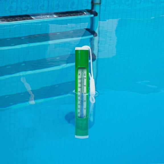 Northlight 6.75" Green Round Swimming Pool Thermometer with White Cord