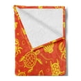 thumbnail image 2 of Orange Soft Flannel Fleece Throw Blanket, Swimming Turtles and Crabs with Seashells Bubbles and Starfish Tropical, Cozy Plush for Indoor and Outdoor Use, 50" x 70", Burnt Orange Yellow, by Ambesonne, 2 of 5