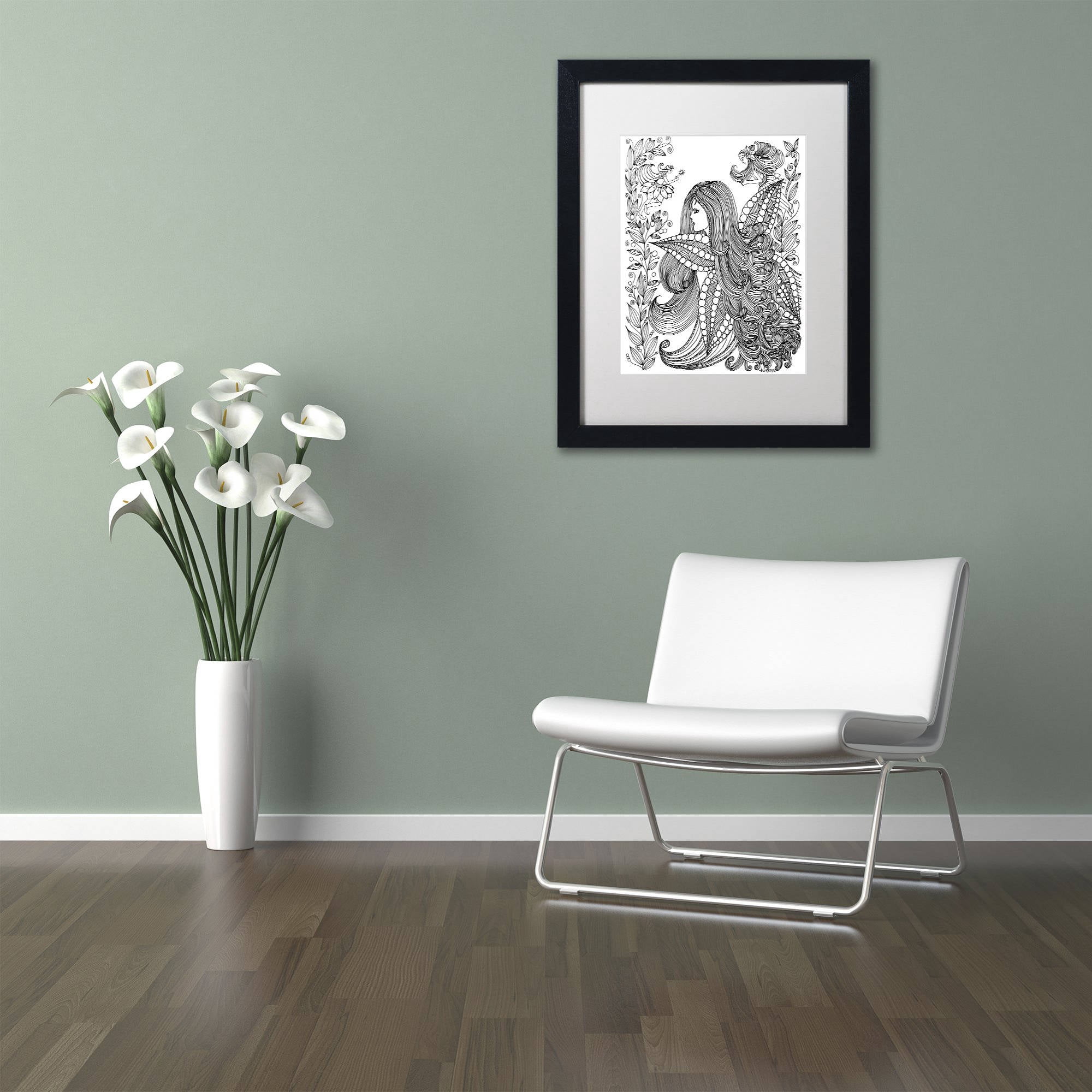 Trademark Fine Art "Fairy 11" Canvas Art by KCDoodleArt White Matte, Black Frame