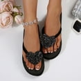 thumbnail image 4 of Dakaela Women's Wedge Flip Flops Rhinestone Platform Summer Walking Sandals Casual Slippers Black 9, 4 of 8