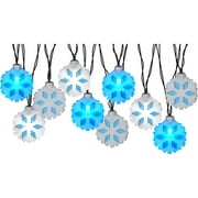 Color Blinking LED Light String with Sound - Snowflakes, 10 Lights