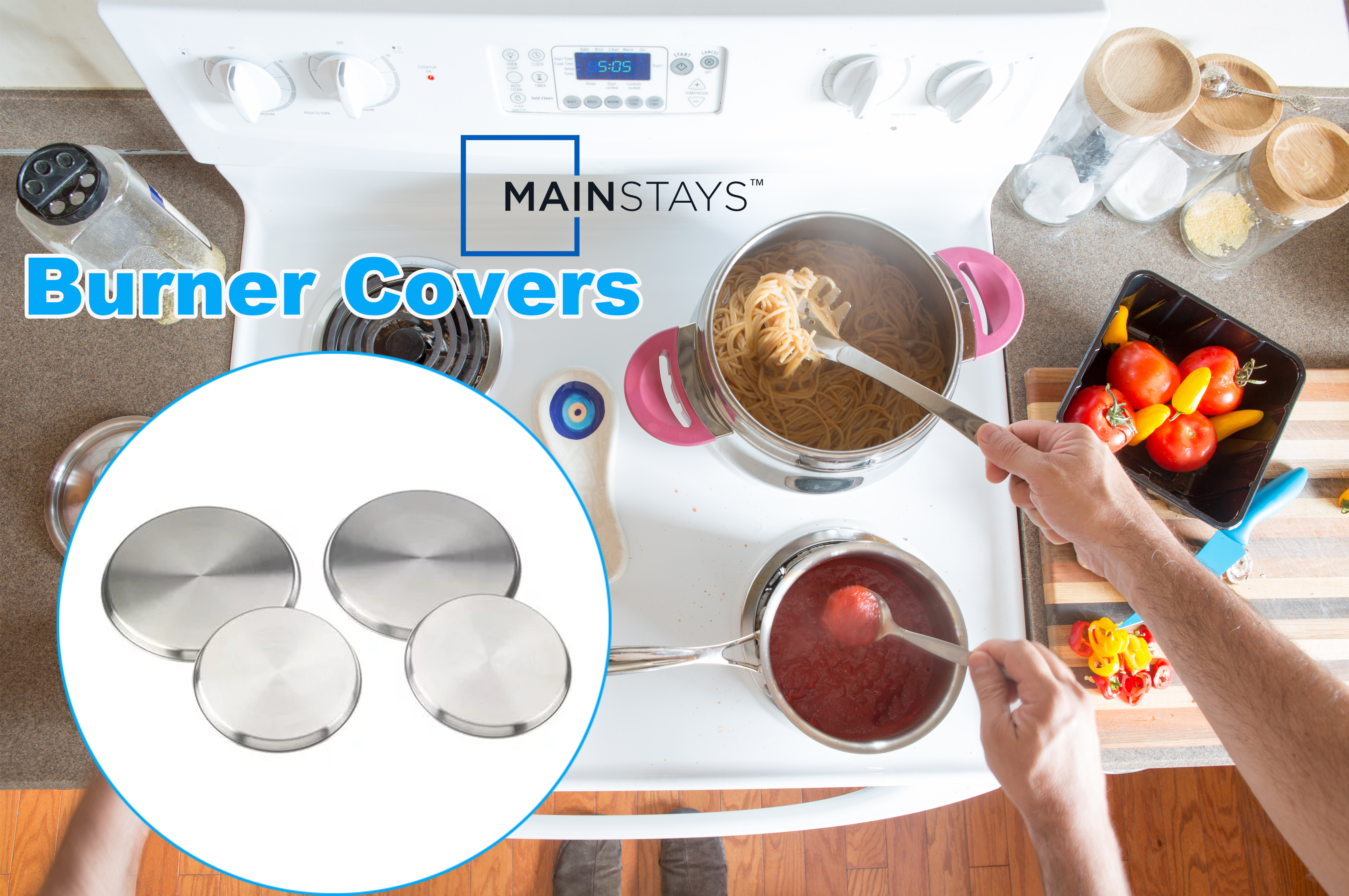 Mainstays Stove Burner Covers, 4 Piece Set, Stainless Steel, Silver - image 5 of 13