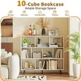 thumbnail image 3 of Barara King 10-Cube Bookshelf with 5 Tapered Metal Legs, Bookcase Display Standing Shelf for Living Room, Bedroom, Office Room, Study Room, White & Black, 3 of 7