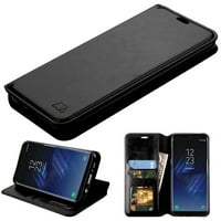Insten Stand Folio Flip Leather [Card Holder Slot] Wallet Pouch Case Phone Cover For Samsung Galaxy S8 Plus S8+, Black