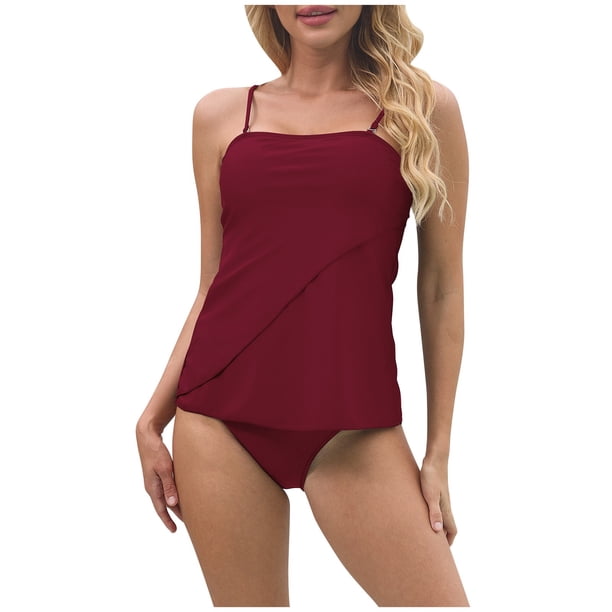MKLEKYY Trajes De Baños Women High Waisted Bikini Sexy Push Up Two Piece Swimsuits Vintage Swimsuit Two Piece Retro Ruched Low Waist Solid Bikini Set