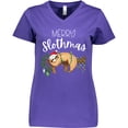 thumbnail image 3 of Inktastic Merry Slothmas Cute Christmas Sloth in Hat with Lights Women's V-Neck T-Shirt, 3 of 5