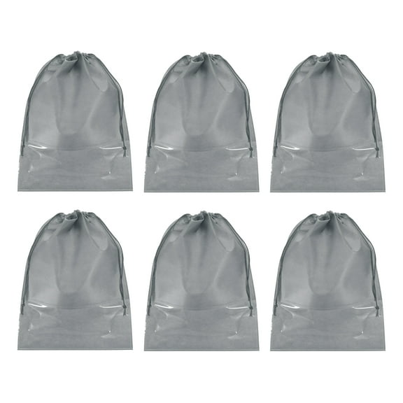 Uxcell Drawstring Shoe Bag, 6Pcs 14 x 11" Travel Shoe Bags Shoe Storage, Grey
