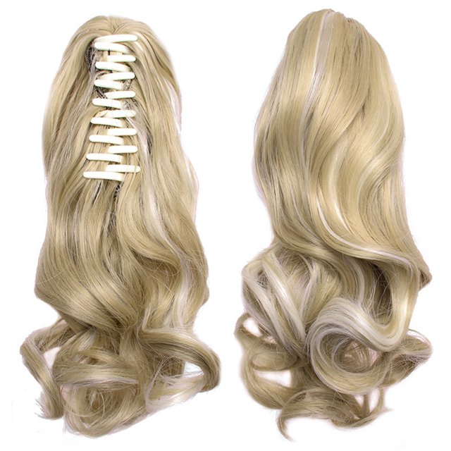 Extension de Cheveux Queue de Cheval Bouclée à Clipser pour Femmes, Perruque Longue Ondulée