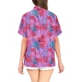 thumbnail image 3 of LA LEELA Women's Button Down Blouses Casual Summer Beach Party Blouse Shirt Short Sleeve Tropical Vacation Button up Hawaiian Shirts for Women M Tendrils, Autumn Purple, 3 of 5