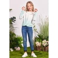 thumbnail image 2 of Oudiya Girls Twist Front Tie Dye Sweatshirt Casual Long Sleeve Pullover Crop Tops for Kids 4-12Y, 2 of 6