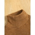 thumbnail image 4 of FOCUSNORM Baby Girl Knitting High Neck Tops Sweater Plaid Buttons Half Dress, 4 of 9