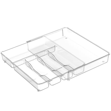 LISI Silverware Drawer Organizer, Expandable Clear Silverware Organizer, Kitchen Drawer Organizer for Utensils