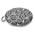 thumbnail image 1 of Abstract Round Floor Cushion with Handle, Illustration of Old Greek Style Spiral Shapes in Monochrome Tones, Decorative Pillow for Living Room & Dorms, 18" Round, White and Charcoal Grey, by Ambesonne, 1 of 4