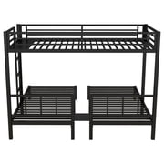 Bellemave Twin Over Twin Over Twin Bunk Bed Metal Triple Bunk Bed with Storage 3 Bunk Beds for Teens, Detachable Bunk Bed for 3, Black