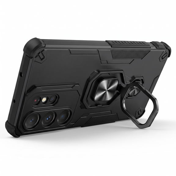 [Ultimate 3-in-1] for Samsung Galaxy S26 Ultra Case (2026), Military Grade Protection 360° Metal Ring Stand & Belt Clip, Rugged Armor Phone Cover for S26 Ultra 6.9", Black