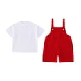 thumbnail image 6 of ANINEO Boys Candy Color Suspenders Outfit Sets Casual O-Neck Short Sleeve T-Shirts With Romper For Children Kindergarten Performance And School Events Fashionable Toddler Clothes Sets, 6 of 6