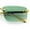 Gold - Green, variant on Luxury Beveled Lens Rich Art Retro Rimless Gangster Narrow Rectangle Sunglasses Gold - Smoke