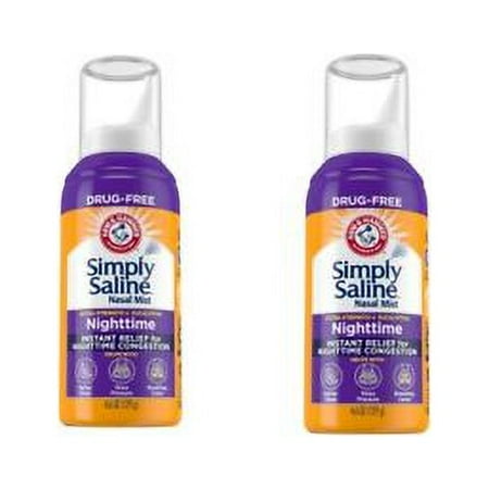 2 Pk Simply Saline Plus Nighttime Nasal Mist Eucalyptus Extra Strength 4.6 Oz Ea