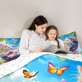 thumbnail image 5 of Homewish Kawaii Cat Full Size Comforter Sets,Pet Kitten Bedding Comforter Set,Rainbow Flower Butterfly Bedding Sets For Girls Teens,Breathable Home Decor Reversible,3-Piece, 5 of 8