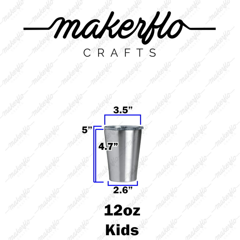 MakerFlo Crafts Kids Tumbler, Stainless Steel, Case of 25, 12oz