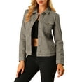 thumbnail image 1 of Chaqueta de ante sintético con cuello de solapa y bolsillos con solapa de INSPIRE CHIC para mujer, tamaño XS, color topo, 1 of 8