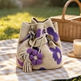 thumbnail image 3 of Handmade Crochet Flower Tote,Knit Floral Purse Bag Boho Woven Beach Handbags Crossbody Shoulder Bag for Women Vacation, 3 of 7