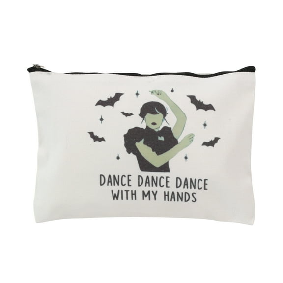 Unique Bargains 1 Pc Durable Bat Figure Pattern Makeup Bag White Canvas