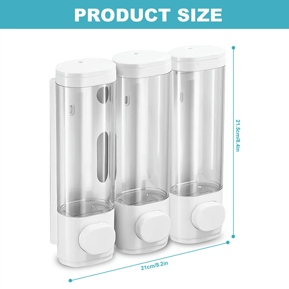 Shower Soap Dispenser Wall Mounted , Shampoo and Conditioner Dispenser,Shower Shampoo Dispenser 3 Chamber,1pcs x Shower Dispenser,White & Transparent