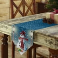 thumbnail image 3 of Table Runner Dresser Scarves Winter Christmas Snowman Birds Cotton Linen Burlap Table Cover Vintage Farmhouse Garden Snow Scene Table Runners for Family Kitchen Dining Holiday Party Banquet Decor, 3 of 5