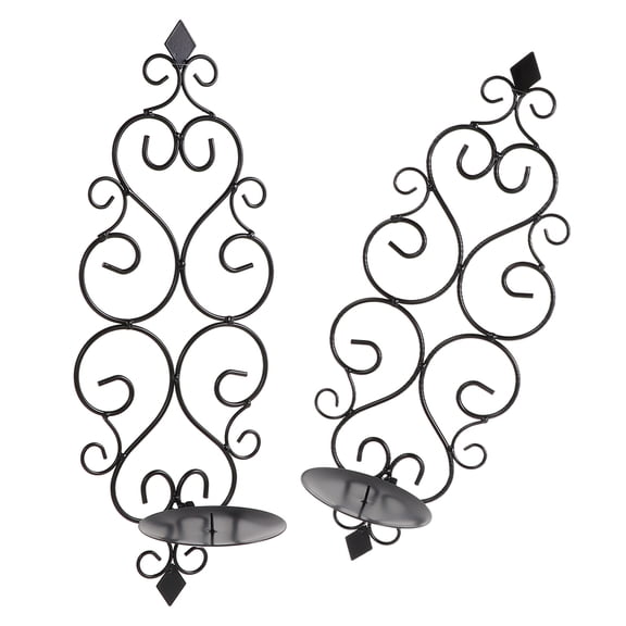 OUNONA 2pcs Wall Candle Sconce Holder Middle Vintage Style Metal Wall Pillar Candle Sconces Holder