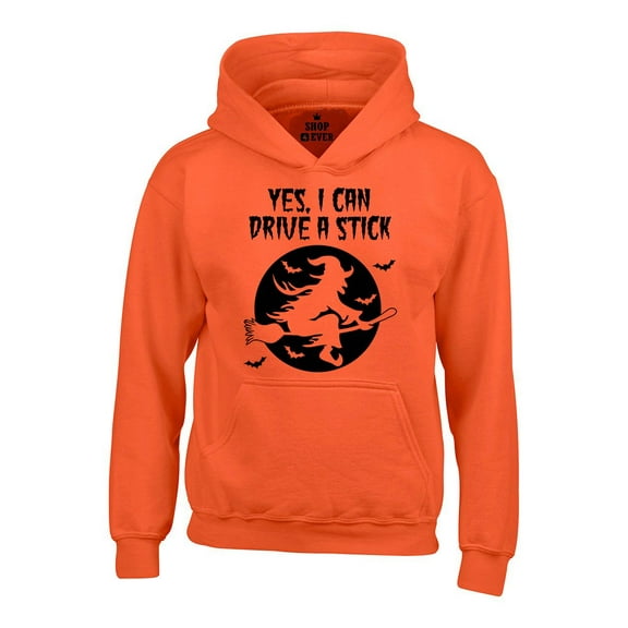 Shop4Ever Men's Yes, I Can Drive A Stick Hooded Sweatshirt Hoodie Medium Orange