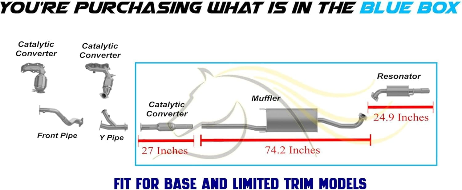 Northeastern Exhaust Catalytic, Muffler & Resonator Pipe Exhaust System Kit Fits 2004–2007 Toyota Highlander 3.3L SUV – Direct Fit with EPA-Approved