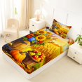 thumbnail image 4 of Manfei Thanksgiving Print Twin Sheets,Cute Halloween Pumpkin Face Bedding,3 Pieces,1 Flat Sheet,1 Fitted Sheet and 1 Pillowcase, 4 of 6
