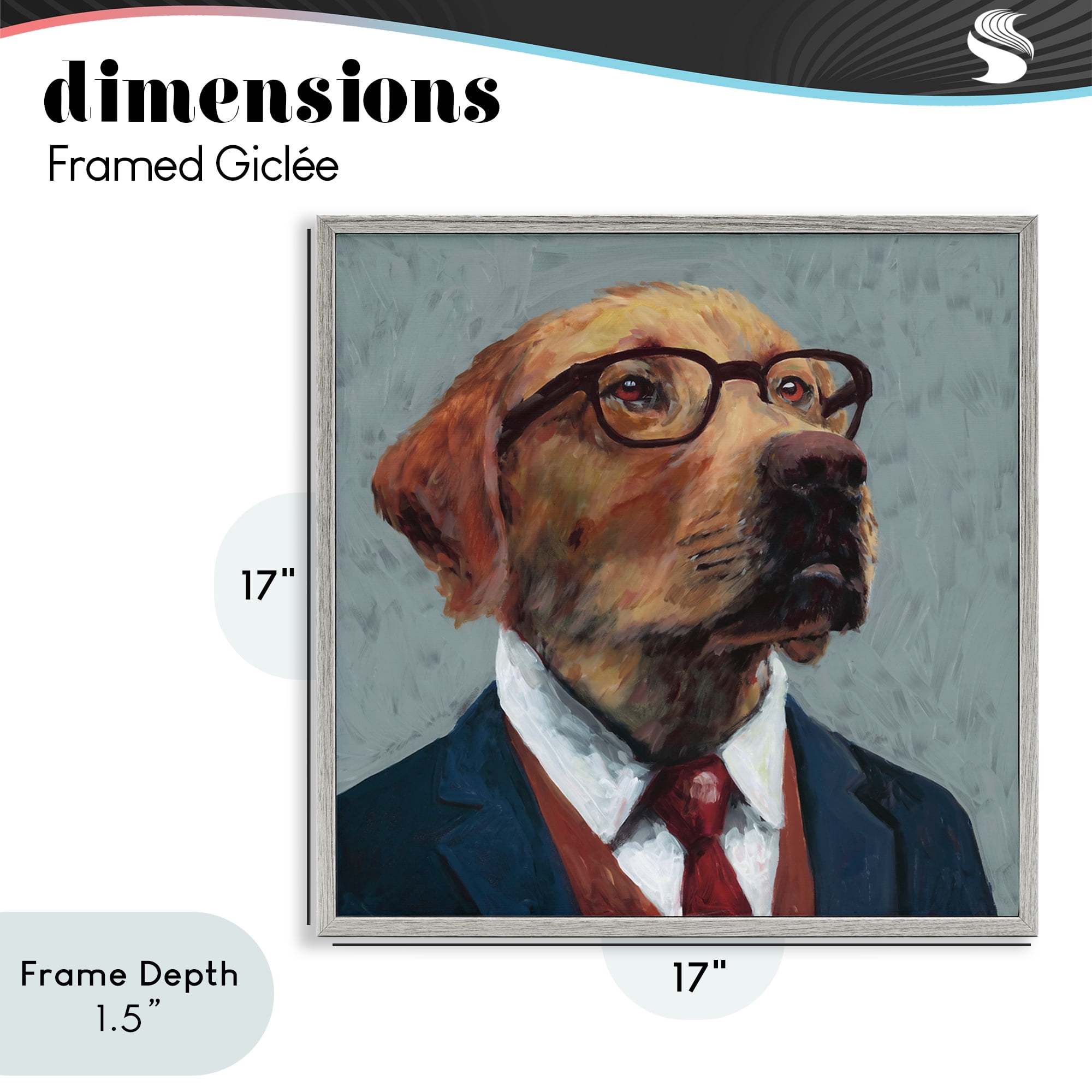 Stupell Industries Bark Kent Portrait Gray Framed Giclee Art, design by Studio Bautista