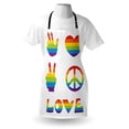thumbnail image 4 of Pride Apron, Various in Rainbow Colors Peace Hand Signs Heart Shape Gay Community, Unisex Kitchen Bib with Adjustable Neck for Cooking Gardening, Adult Size, Multicolor, by Ambesonne, 4 of 4