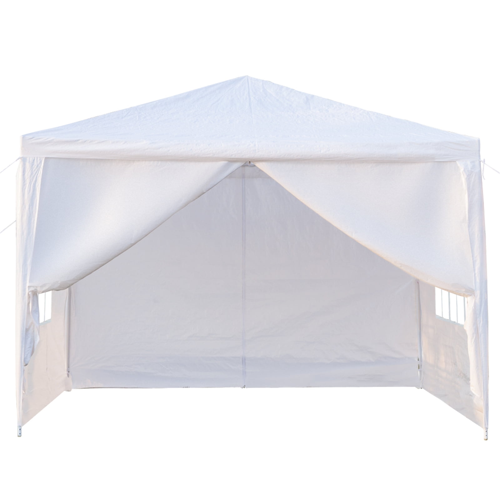 10ft x 10ft （3 x 3m ） Waterproof 3 Sides Shade Canopy Tent with Spiral Tubes White Single Tent Household Wedding 3 Sides 
