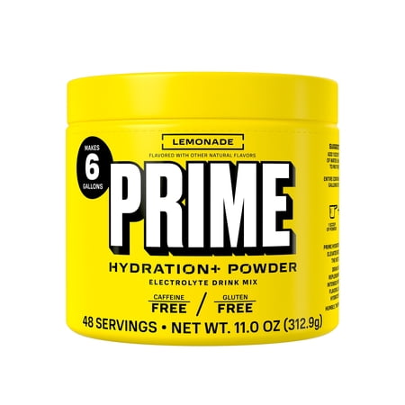 PRIME Hydration+ Lemonade Electrolyte Powder, Sugar Free, 6 Gallon Tub