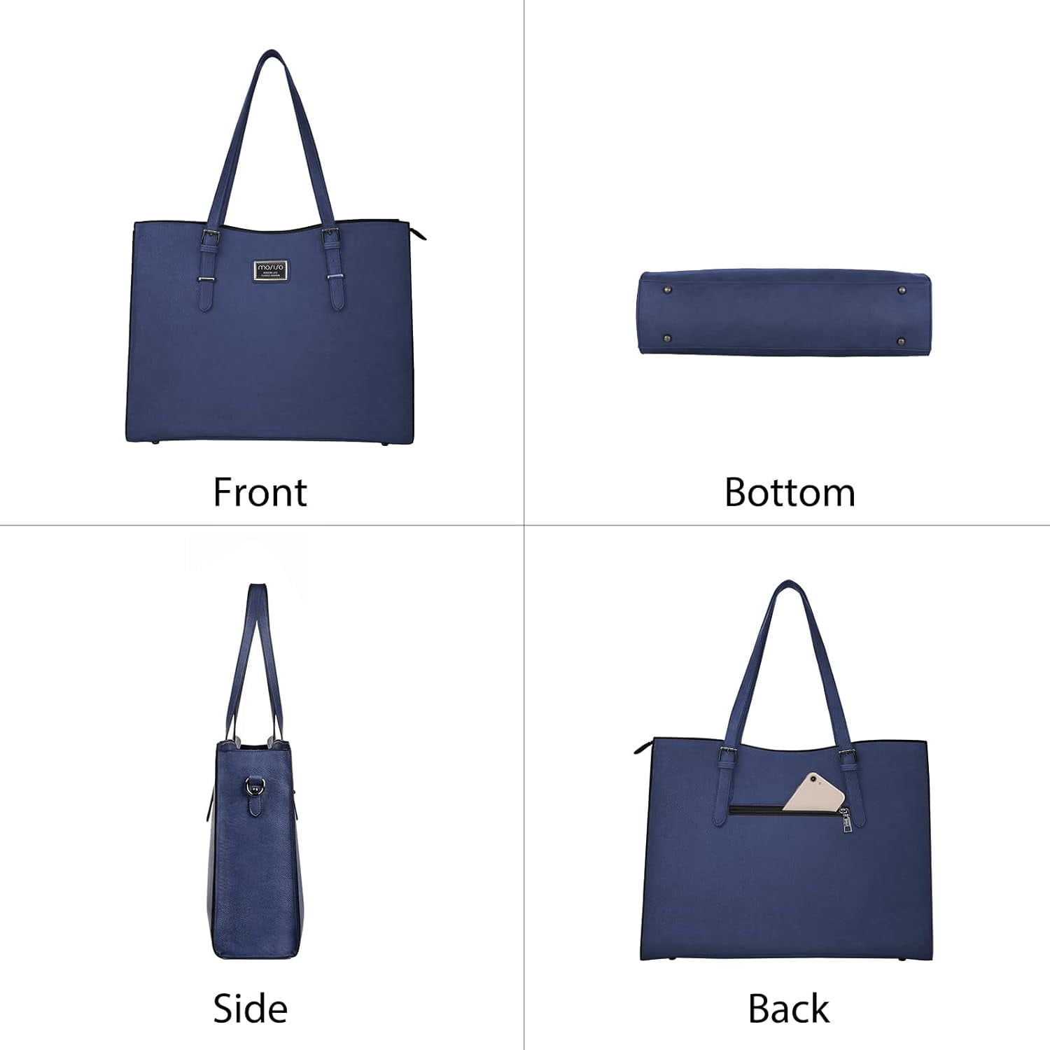 MOSISO Laptop Tote Bags for Women 15.6 inch laptops Curved Waterproof PU Leather Briefcase with Small Pouch