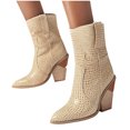 thumbnail image 3 of Fashion Womens Leather Non-Slip Wedges Shoes Pointed Toe Cowboy Ankle Booties, 3 of 6