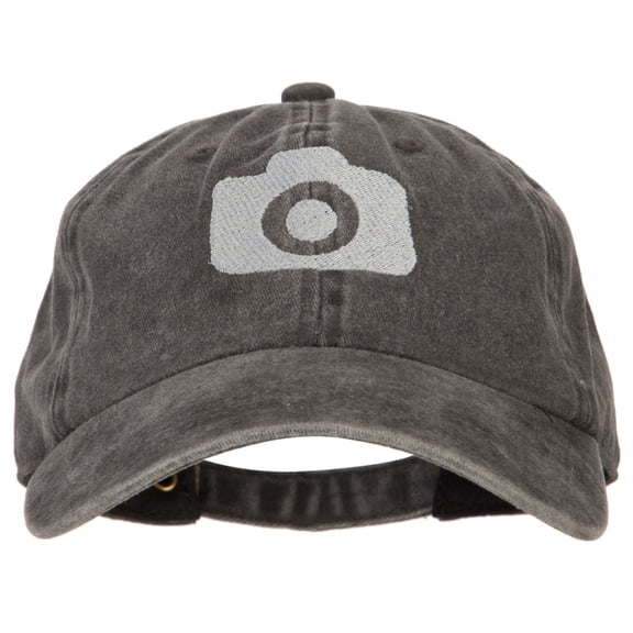 Camera Design Photographer Embroidered Washed Cotton Twill Cap - Black OSFM