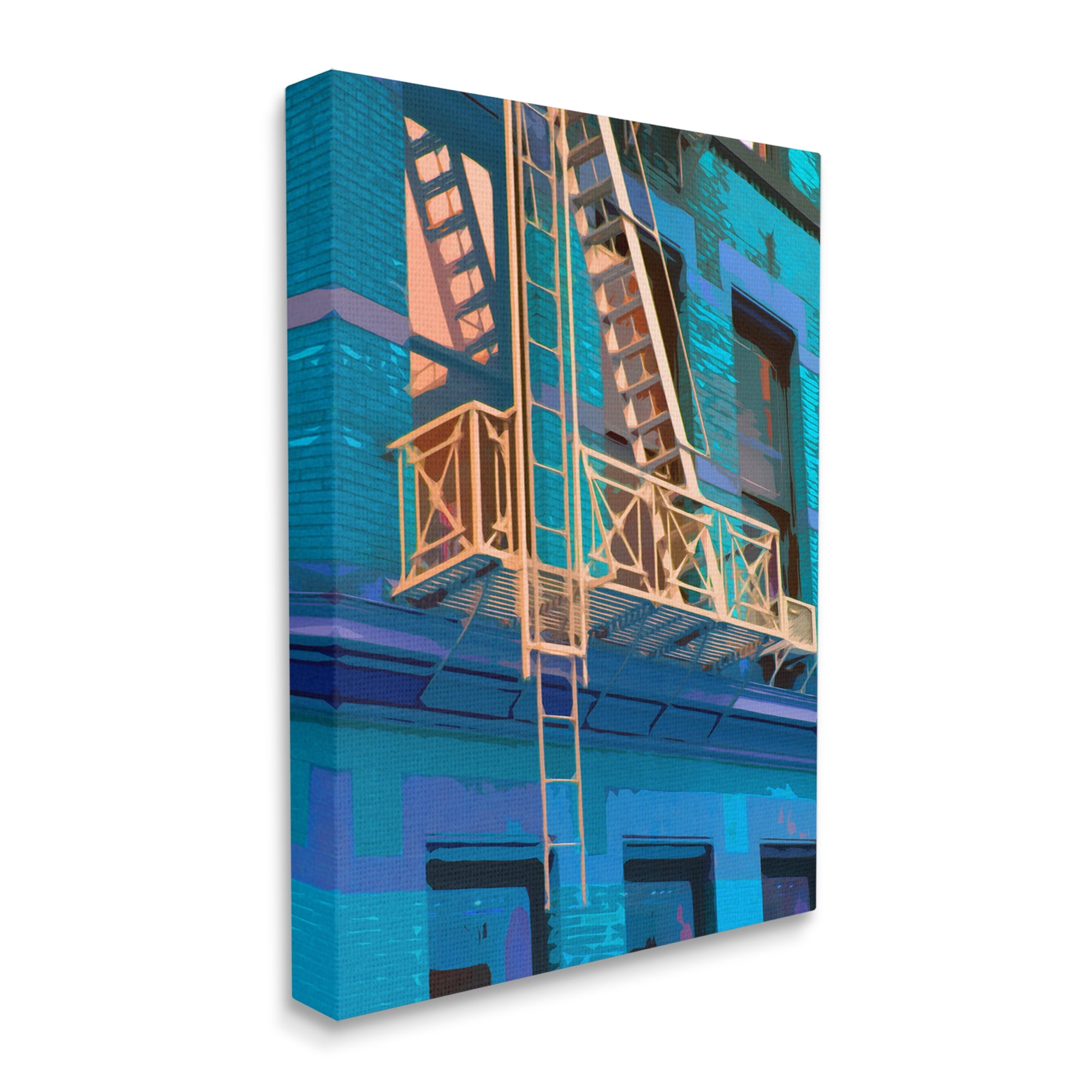 Stupell Industries Urban City Architecture Building Blue Evening Lighting Painting Gallery Wrapped Canvas Print Wall Art, Design by Noah Bay
