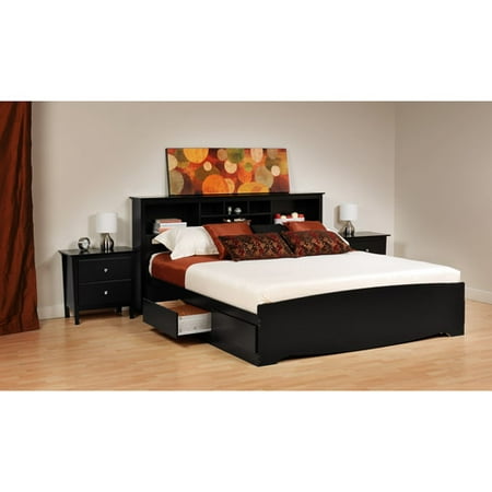 Prepac Brisbane Collection King Bed Set with Two Nightstands, Black