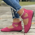 thumbnail image 5 of Xfvqtps Ladys Single Shoes Suede Surface Elastic Ankle Strap Soft Sole Pointy Toe Flats Bottom Ballet Rear Ankle Zipper Shoes New Large Size Shallow Mouth Elastic Flat Shoes Hot Pink, 5 of 8