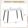 thumbnail image 2 of Hi loPres 47" White Modern Rectangular Dining Table for Apartments, Faux Marble Tempered Glass Top Kitchen Desk with Stable Black Metal Legs, Minimalist Style, 2 of 7