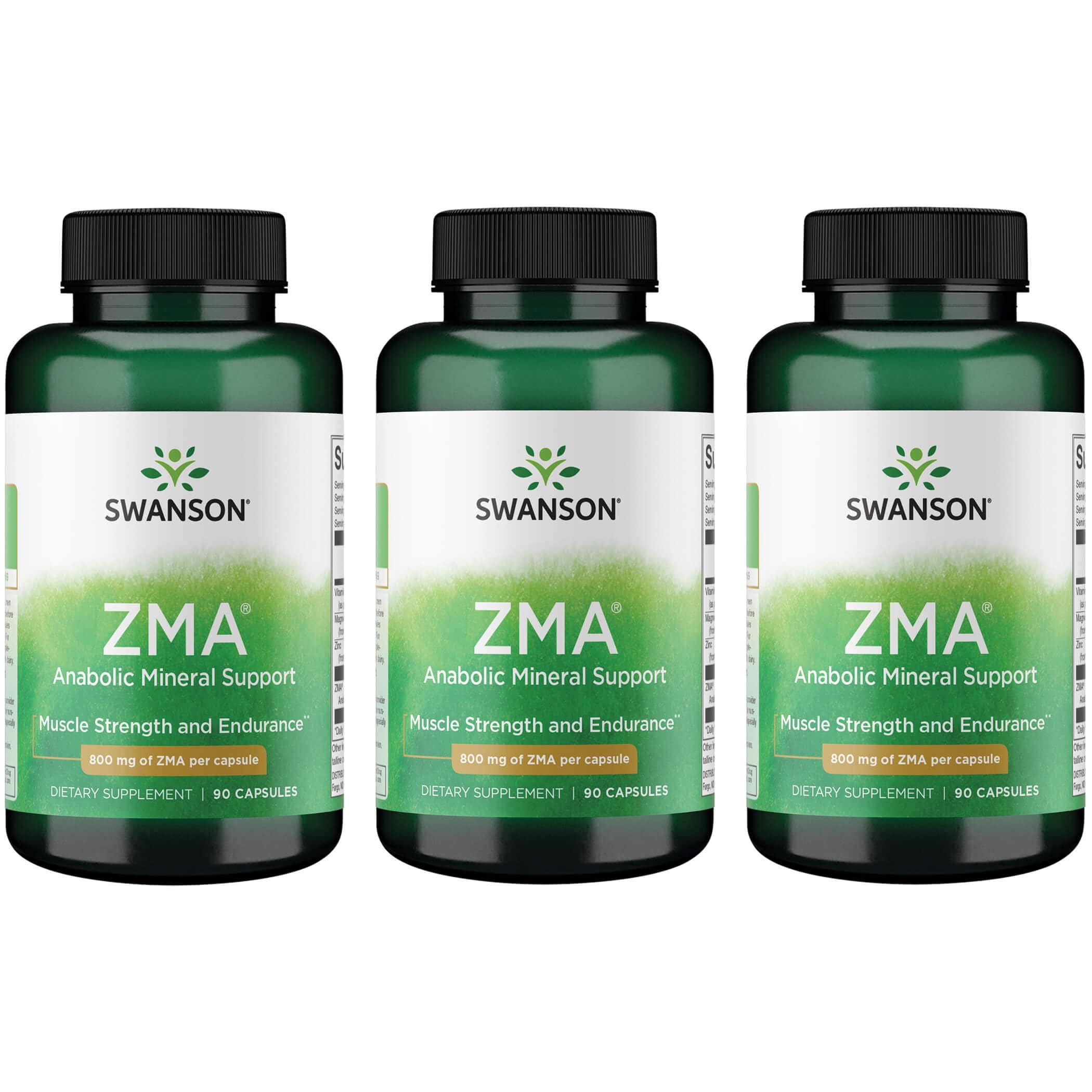 Swanson Zma Anabolic Mineral Support 800 mg 90 Caps 3 Pack