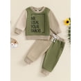 thumbnail image 5 of Elippeo Toddler Boys Fall Outfits Letter Print Contrast Color Long Sleeve Sweatshirts and Long Pants 2Pcs Clothes Set, 5 of 10