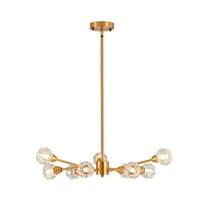 28 Inch Modern Sputnik Crystal Chandelier, 9-Light Gold Ceiling Fixture for Dining Room, Living Room, Bedroom, or Kitchen (Bulbs Not Included)